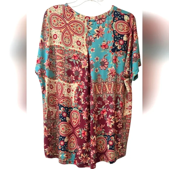 Johnny Was Thena Box Pleat Short Sleeve Swing Tee Size M - Picture 2 of 6